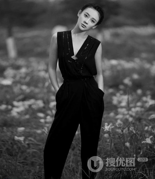 黑白魅力袁姗姗 长发唯美黑白图片