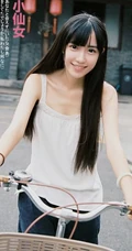 清纯萌妹米小仙女单车游玩街拍图片