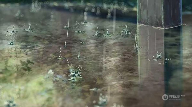日本动画《言叶之庭》唯美下雨场景插画图片
