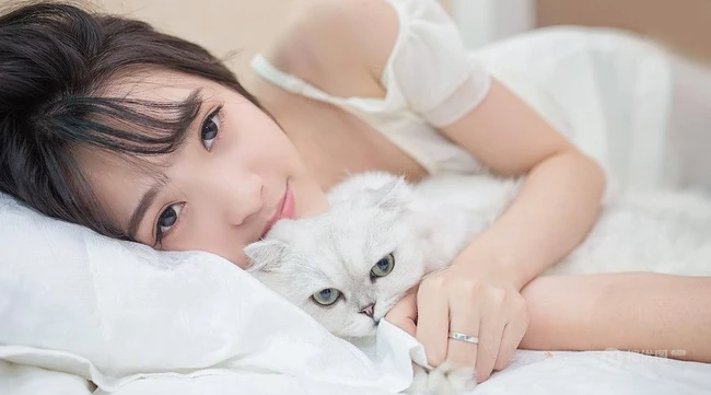 闺房中的清纯少女和猫 唯美高清图片17p