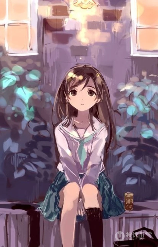 静夜的诗-二次元唯美动漫女孩插画