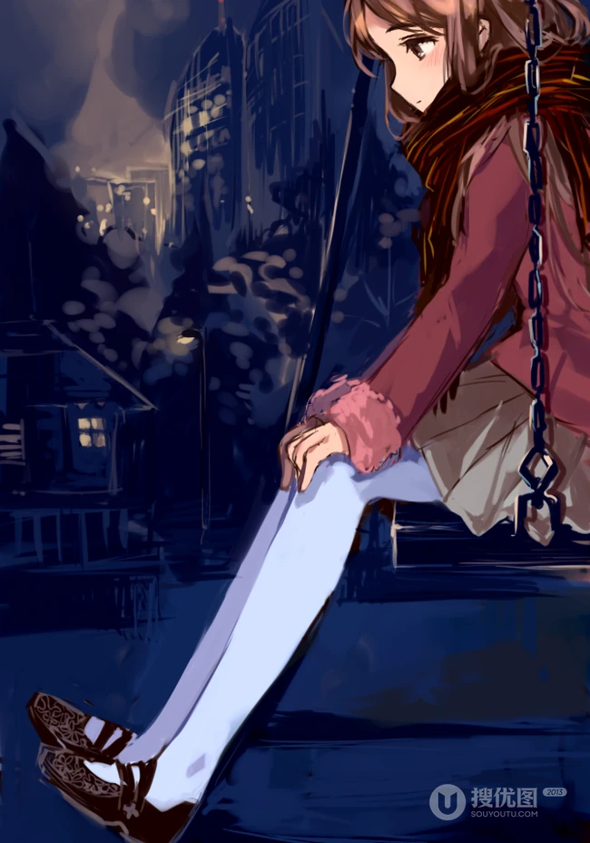 静夜的诗-二次元唯美动漫女孩插画