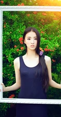 长发及腰女生花间写真-花美人更美