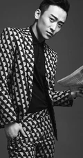 演员郑奇图片 时尚格子西服显绅士魅力