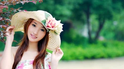 小清新美女踏春写真壁纸