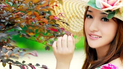 小清新美女踏春写真壁纸