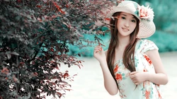 小清新美女踏春写真壁纸