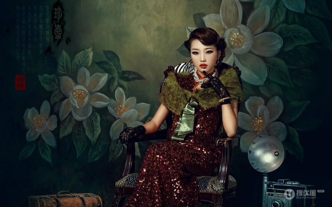 古典和旗袍美女电脑桌面壁纸