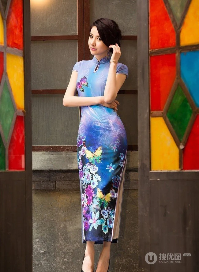 苗条淑女-旗袍女生模特苗条身材图片