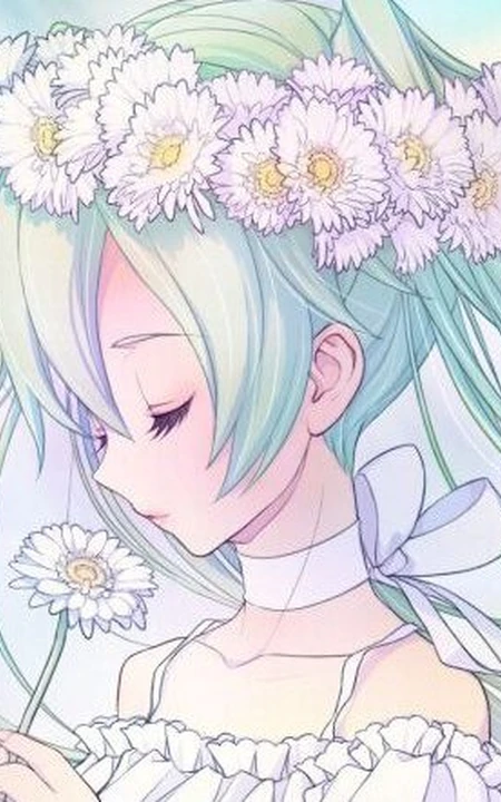彩虹下的动漫少女图片-雨过天晴啦！