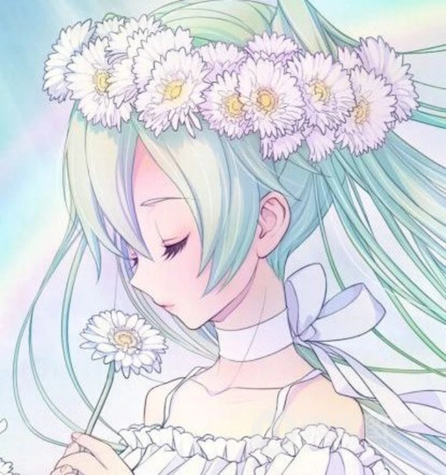 彩虹下的动漫少女图片-雨过天晴啦！