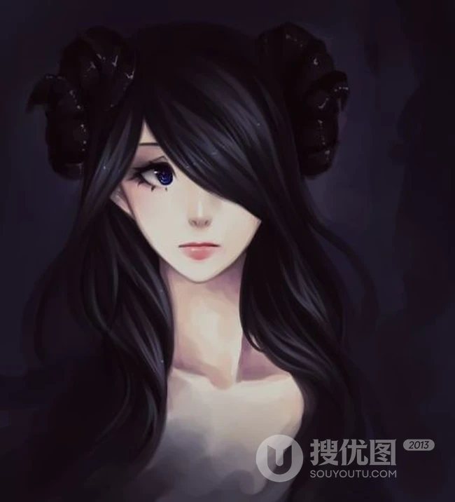 手绘女生背景图-唯美手绘插画图片-幸福的东西