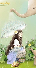 唯女生生手绘插画图片-最美的瞬间