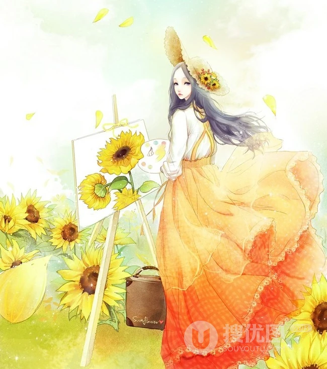 唯女生生手绘插画图片-最美的瞬间