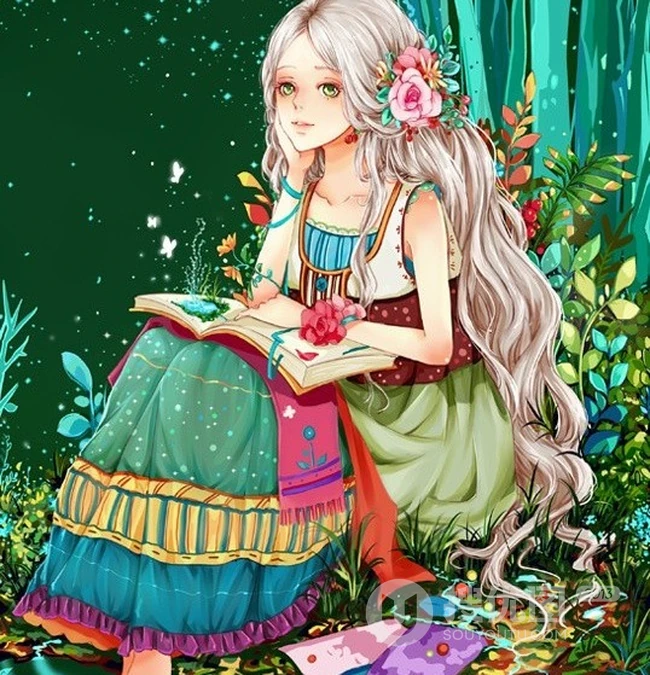 唯女生生手绘插画图片-最美的瞬间