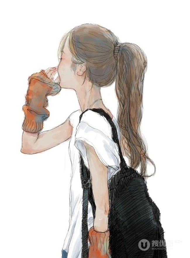 唯女生生手绘插画图片-最美的瞬间