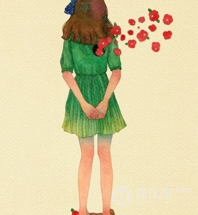 唯女生生手绘插画图片-最美的瞬间