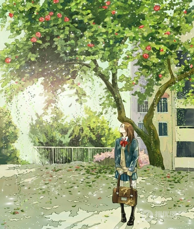 唯女生生手绘插画图片-最美的瞬间