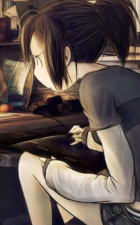 认真你就输了-动漫妹子认真专注图片