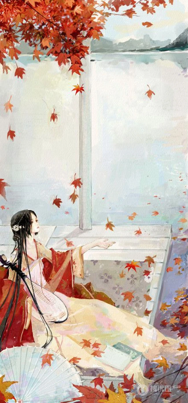 红色人物古风美图-红如胭脂红