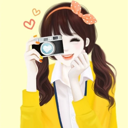 可爱韩版女孩插画QQ头像-超卡哇伊的韩系女孩插画
