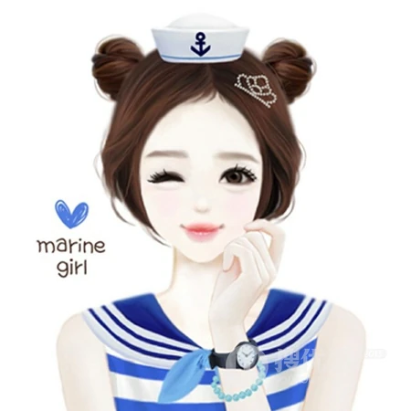 可爱韩版女孩插画QQ头像-超卡哇伊的韩系女孩插画