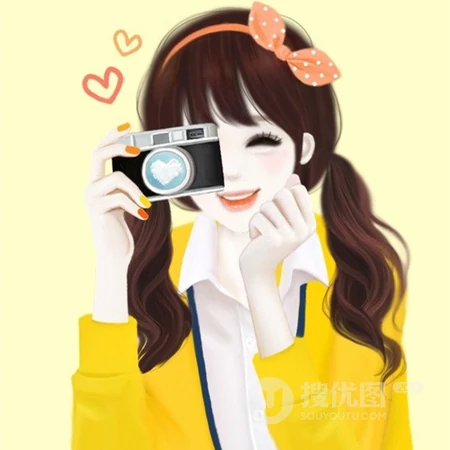 可爱韩版女孩插画QQ头像-超卡哇伊的韩系女孩插画