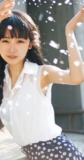 长辫子亚洲女孩夏日街拍唯美写真 西瓜冰淇淋尽享清凉