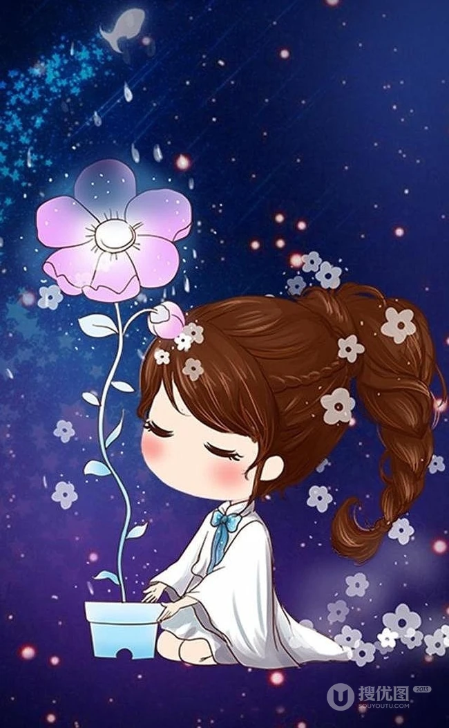 天上星，亮晶晶，萌系卡通Q版唯美二次元动漫图片