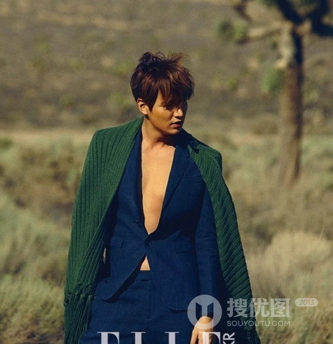 李敏镐《elle》杂志封面写真，身穿西装简约上阵