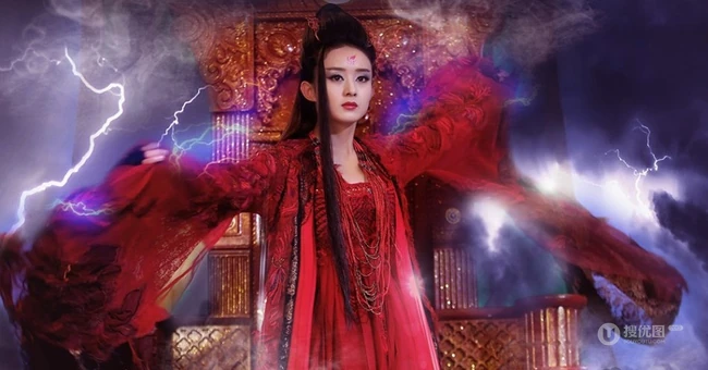 热播剧《花千骨》妖神出世剧照-赵丽颖冷艳红装不怒自威