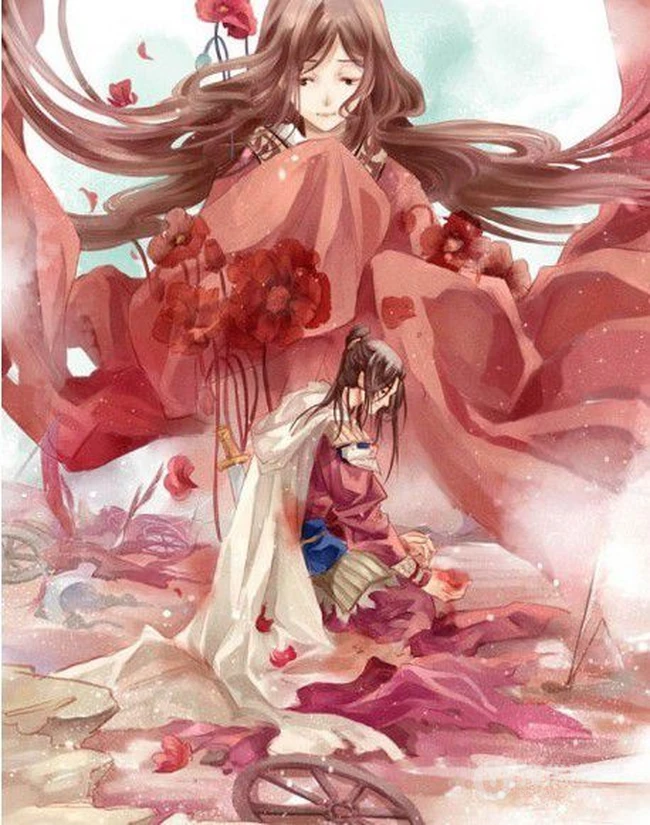 唯美古风插画-花开需要时间，忘记除非失缘