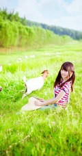 戴斗笠穿牛仔-可爱可爱女生农场畅游清新写真
