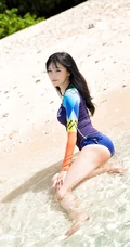 蓝色泳装 女生韩佳恩海边泳装高清写真