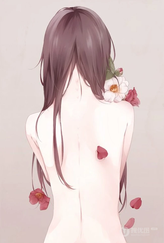 唯美二次元女生妹子手绘插画-还有香背哦