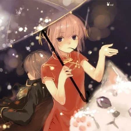 又下雨了-撑雨伞的女生唯美卡通插画背景图