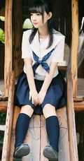 穿校服的可爱学生妹子唯美户外写真