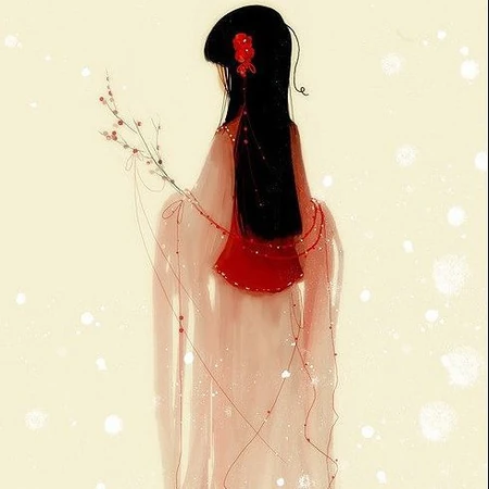 古风古韵女生手绘插画背影唯美图片