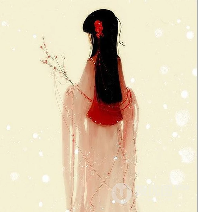 古风古韵女生手绘插画背影唯美图片