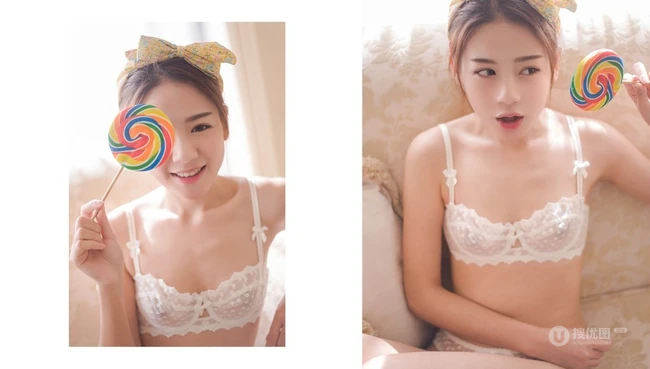 甜美可爱清纯棒棒糖少女家居服室内写真