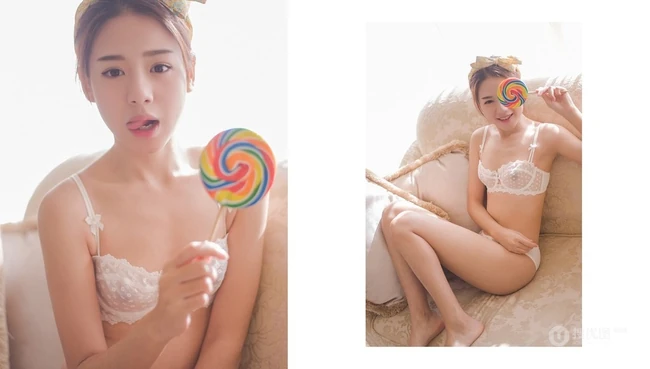 甜美可爱清纯棒棒糖少女家居服室内写真