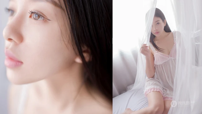 轻纱，睡裙，朦胧感-清纯妹妹睡裙室内写真