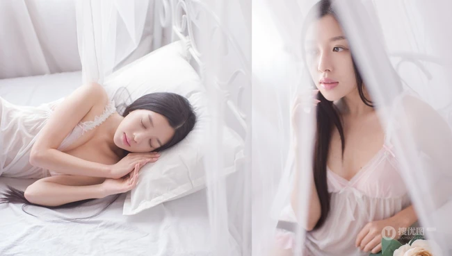 轻纱，睡裙，朦胧感-清纯妹妹睡裙室内写真