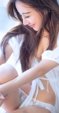 长发家居服嫩模唯美透明白裙气质室内写真