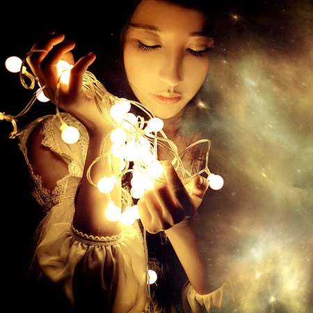 唯美人像摄影写真意境图片 捉摸不定的梦幻星空