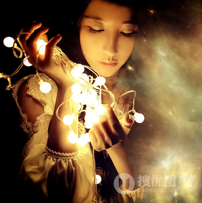 唯美人像摄影写真意境图片 捉摸不定的梦幻星空
