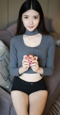 高挑嫩模于小小姐紧身短裤写真-苗条身材尽显