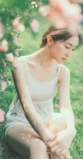 蔷薇花间甜美亚洲少女瑛瑛 唯美户外睡衣写真