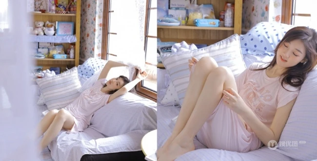 高颜值精选粉嘟嘟少女身材亮眼居家睡衣个人室内写真
