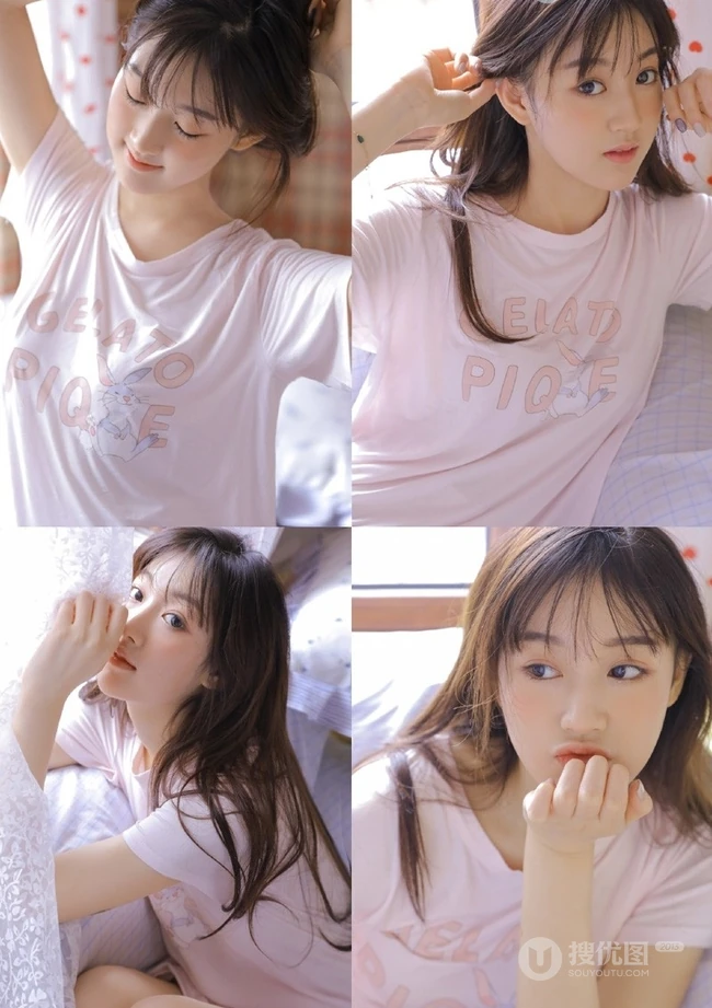 高颜值精选粉嘟嘟少女身材亮眼居家睡衣个人室内写真